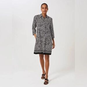 Hobbs London Marci Tunic Dress Giraffe Print Roll Tab Sleeve Black White Women 4
